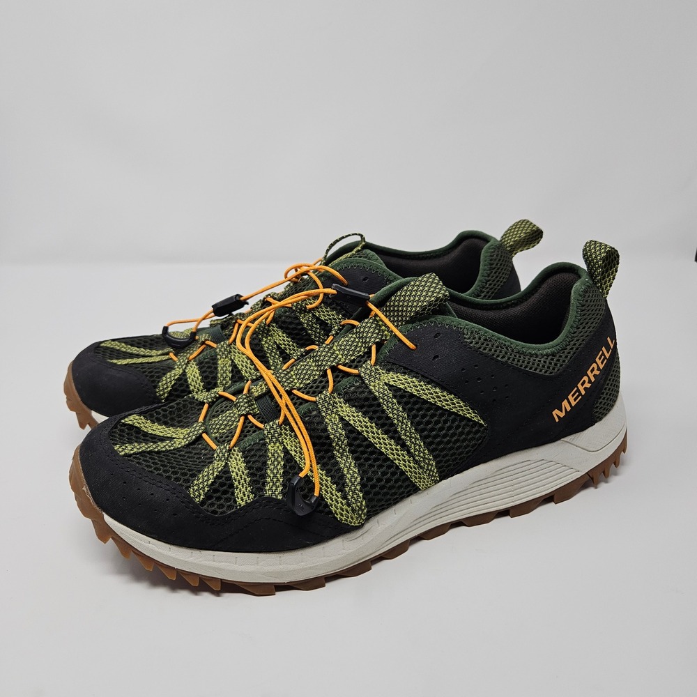 Merrell Wildwood Aerosport Hiking Shoes Mens 12 Green Black Trail Sneaker